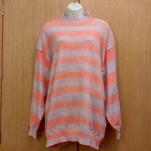 +SZ NWT LS Peach/Cream Striped Sweater SZ 2X By Bunulu